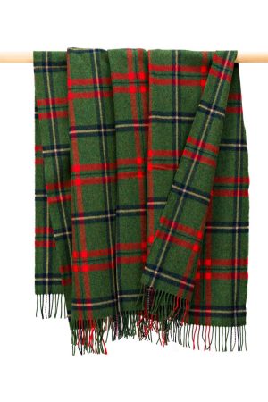 Lambswool Throw Green Red Navy Blue Check Ref 654