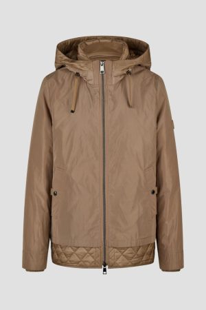 Barbara Lebek Women's Caramel Hooded Zip-Up Jacket | 10350062