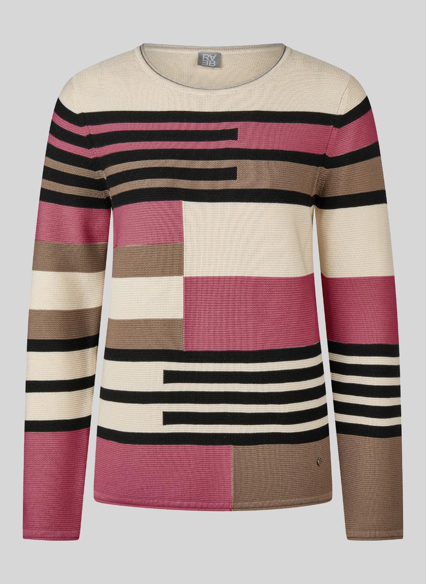 Rabe Geo Stripe & Block Print Pullover – Pink 57-123622 7254