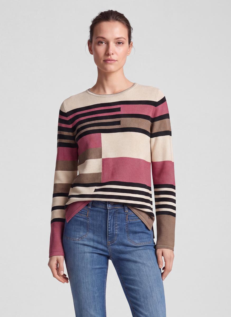 Rabe Geo Stripe & Block Print Pullover – Pink 57-123622 7254