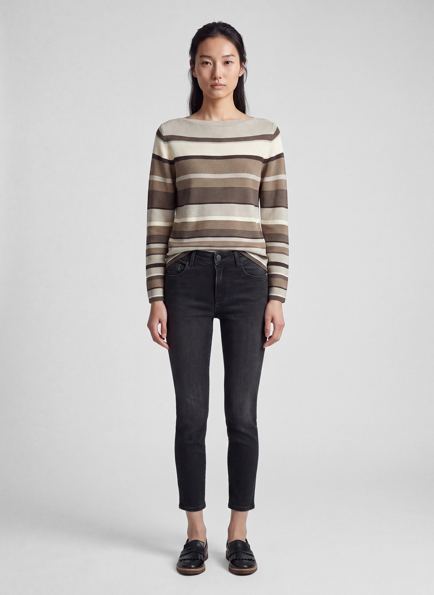 Rabe Striped High Neck Pullover